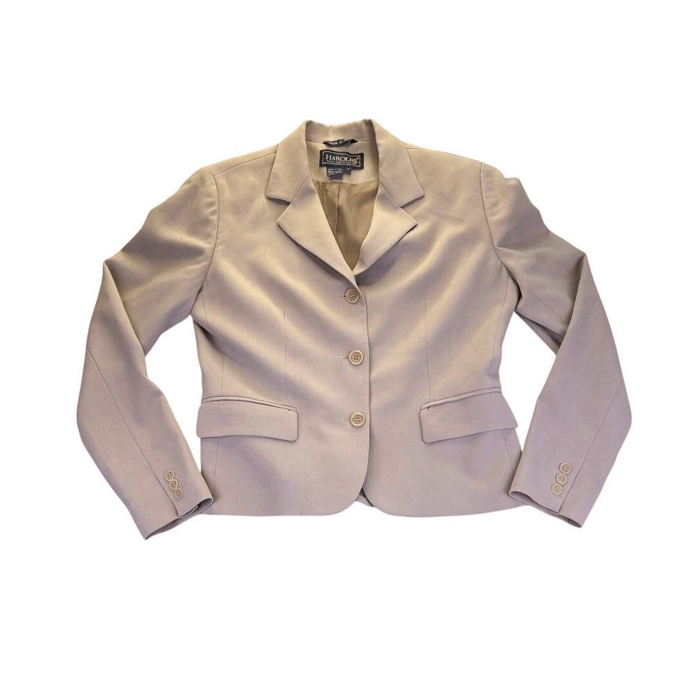 Harolds Made in Italy 100% Wool Blazer Tan Vintage 3-Button Suit Jacket 4 Preppy